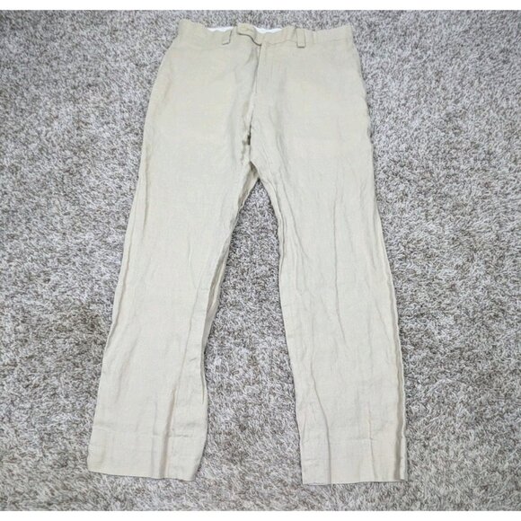 Calvin Klein Chino 100% Linen Casual Pants Men's Size 32X29 Beige Beach - Picture 1 of 6